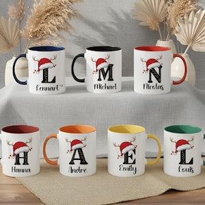 パーソナライズされたクリスマスマグ11オンス、ファミリーネームモノグラムマグ、カスタムホリデーマグ、ギフト用のカスタムセラミックマグ、パーソナライズされたホットチョコレートマグ