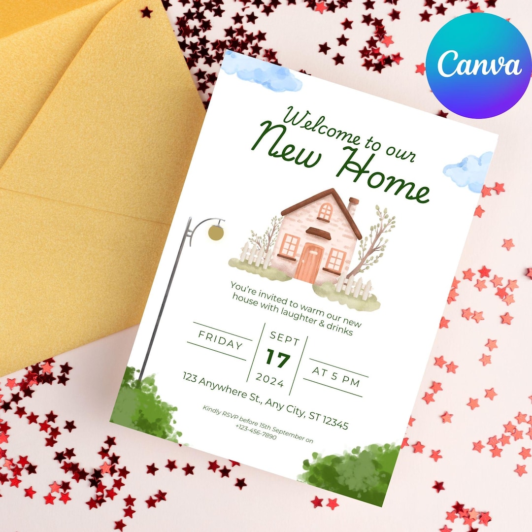 Housewarming Party Invitation Template, Editable New Home Card (digital ...