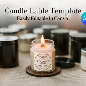 White Candle Label Template Available in 4 Sizes,  Modern Candle Label, Customizable Candle Label, Printable Candle Label, Label Template