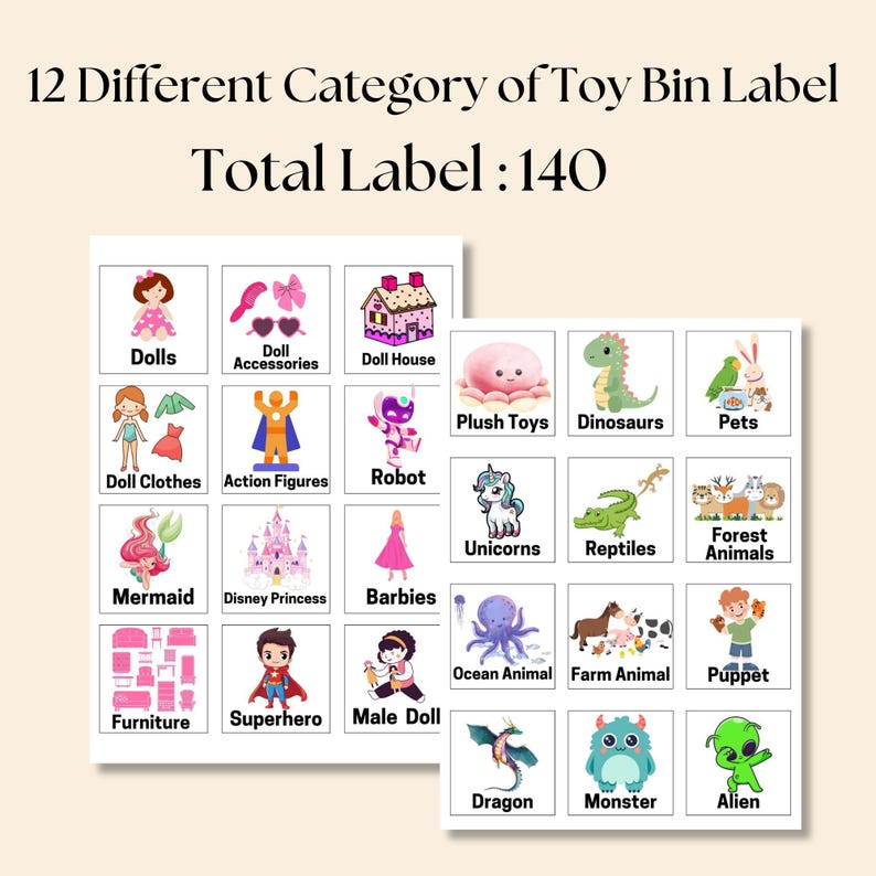 Editable Toy Bin Labels: 140 Playroom Organization Stickers (canva ...