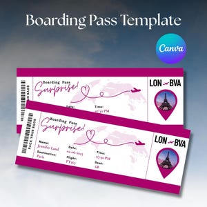 Editable Boarding Pass Template, Travel Memory Gift, Boarding Pass, Surprise Trip Ticket, Airline Ticket, Birthday Gift, Surprise Vacation