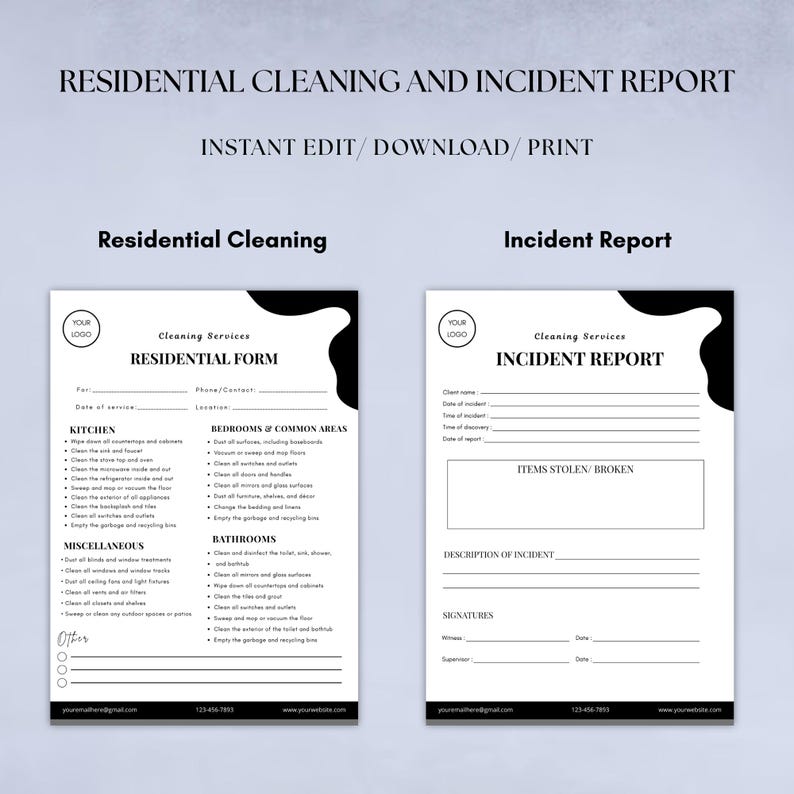 Cleaning Business Forms Bundle, Cleaning Client Intake Form & Contract ...