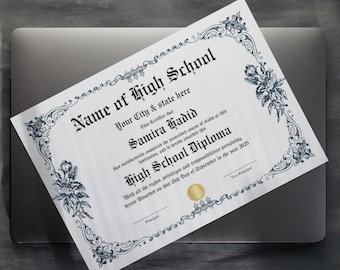 Editable High School Diploma Template: DIY Graduation Certificate (Digital Download)
