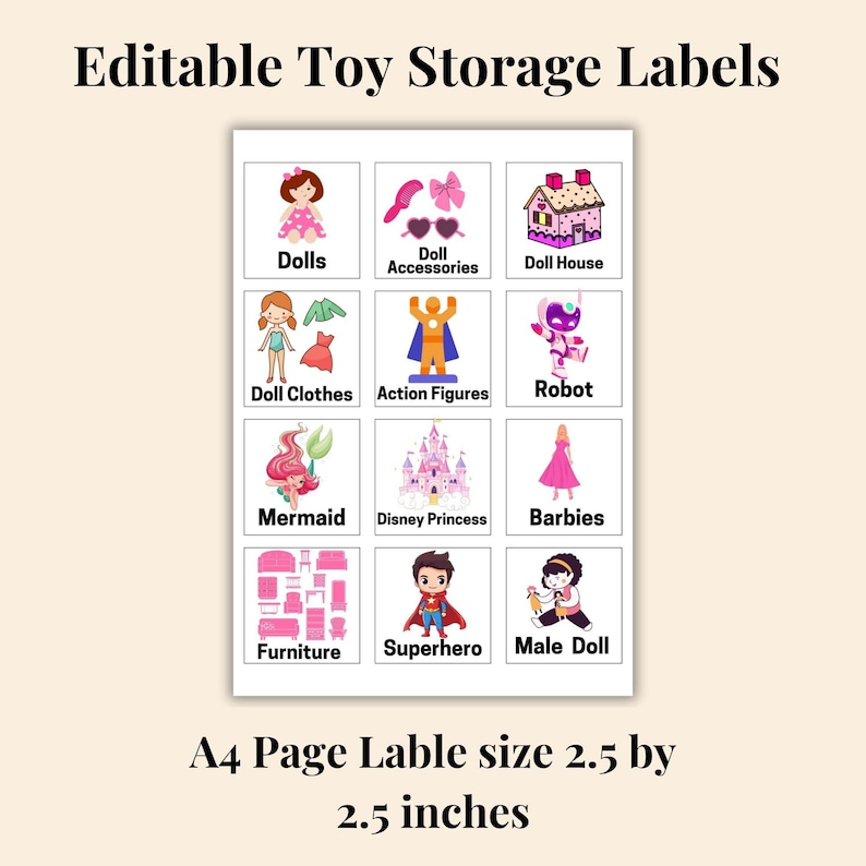 Editable Toy Bin Labels: 140 Playroom Organization Stickers (canva ...