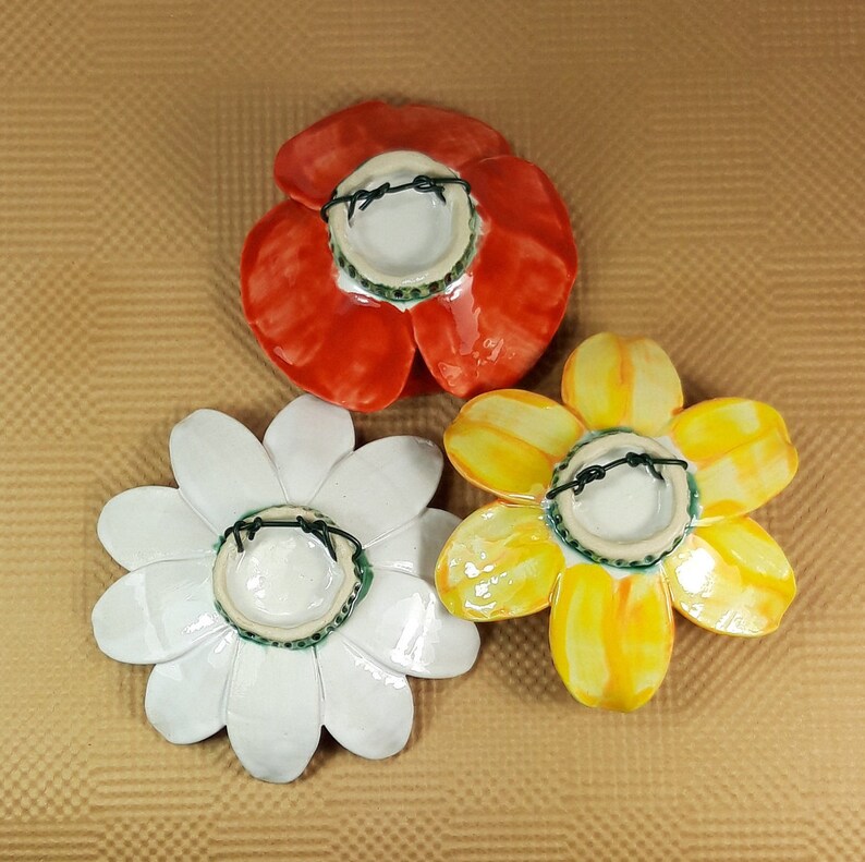 Yellow Ceramic Daffodil Wall Sculpture Frost Proof Stoneware Etsy