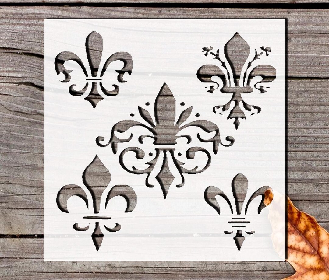 Fleur De Lis Stencils for Painting, 5.5x5.5 Inch, Reusable Plastic ...