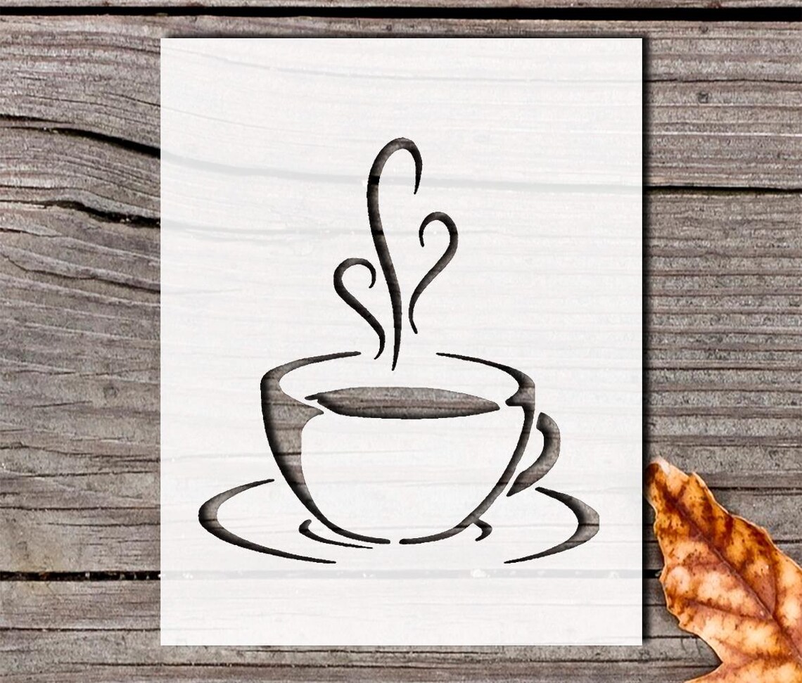 Coffee & Tea Cup Stencils for Painting, 8.5x11 Inch, Reusable Plastic ...