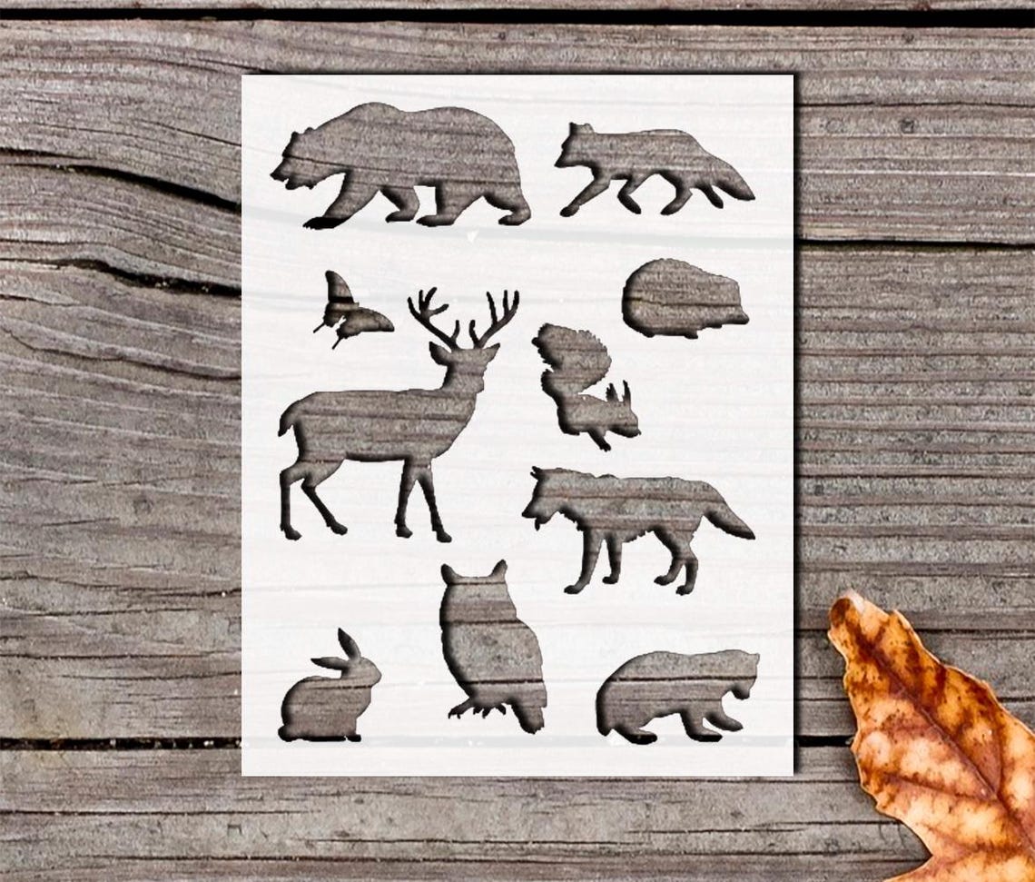 Wild Animals Stencil Bear Owl Fox Stencils for Painting 8.5 X 11 Inch ...