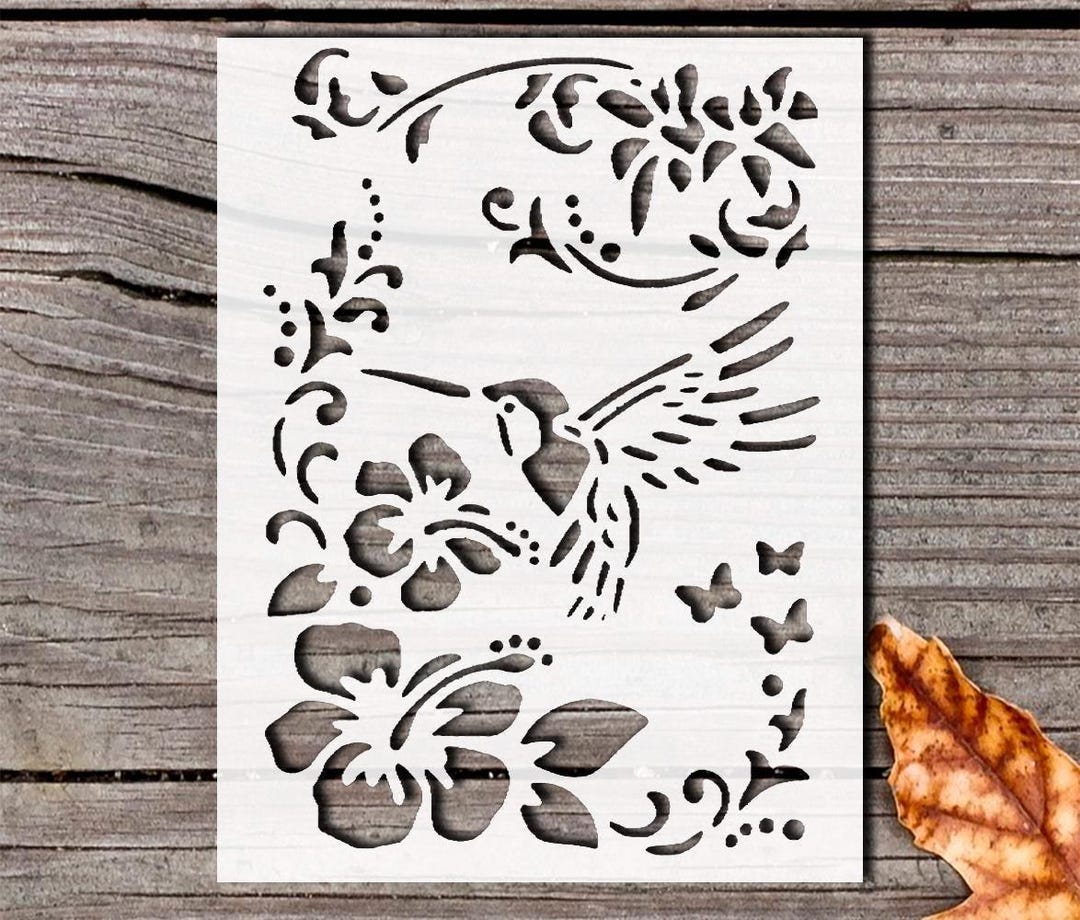 Hummingbird Flowers Stencils for Painting Reusable Plastic Craft ...