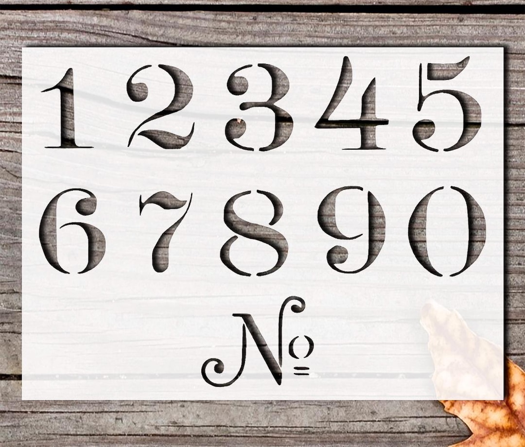 Tall Old Typeface Number Stencil - Vintage Font Template for Wall Art ...
