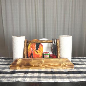 Party Caddy, Barbeque Caddy, Grill Box, Entertaining Storage, Host Gift, Farmhouse, Rustic, Paper Towel Holder, Party Essentials, Serving