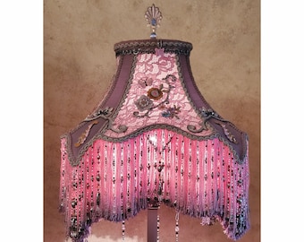 SOLD Vintage Floor Lamp  with Victorian Lamp Shade - Serendipity  0412