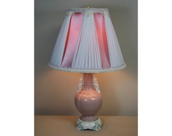 Vintage Table Lamp with Victorian Lamp Shade - Aria in Rose 0411