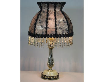 SOLD Vintage Table Lamp with Victorian Lamp Shade - The Letter from Paris  0415