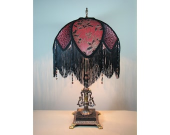 SOLD Vintage Table Lamp with Victorian Lamp Shade - Victorian Romance   0417
