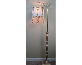 Vintage Floor Lamp with Victorian Lamp Shade - The Jewels of Tiffany   0414