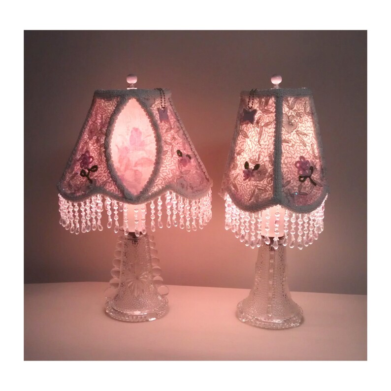 Pair 1920's Vintage Glass Dresser Lamps Etsy