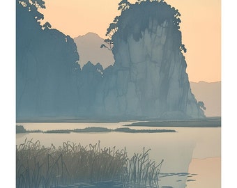 Grabado en madera japonés, impresión giclée, «Perdido en Dalyan»