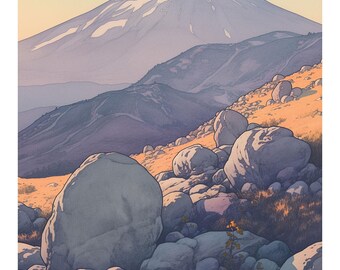 Grabado en madera japonés, grabado Giclée, 'Capadocia'