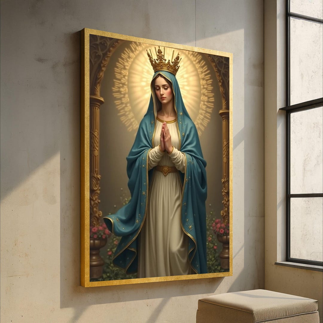 Praying Virgin Mary Canvas Wall Art, Religious Catholic Decor, Blessed ...