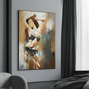 Belly Dancer Canvas Art, Sensual Dance Wall Decor, Abstract Dance Painting, Exotic Movement Art, Contemporary Dance Print