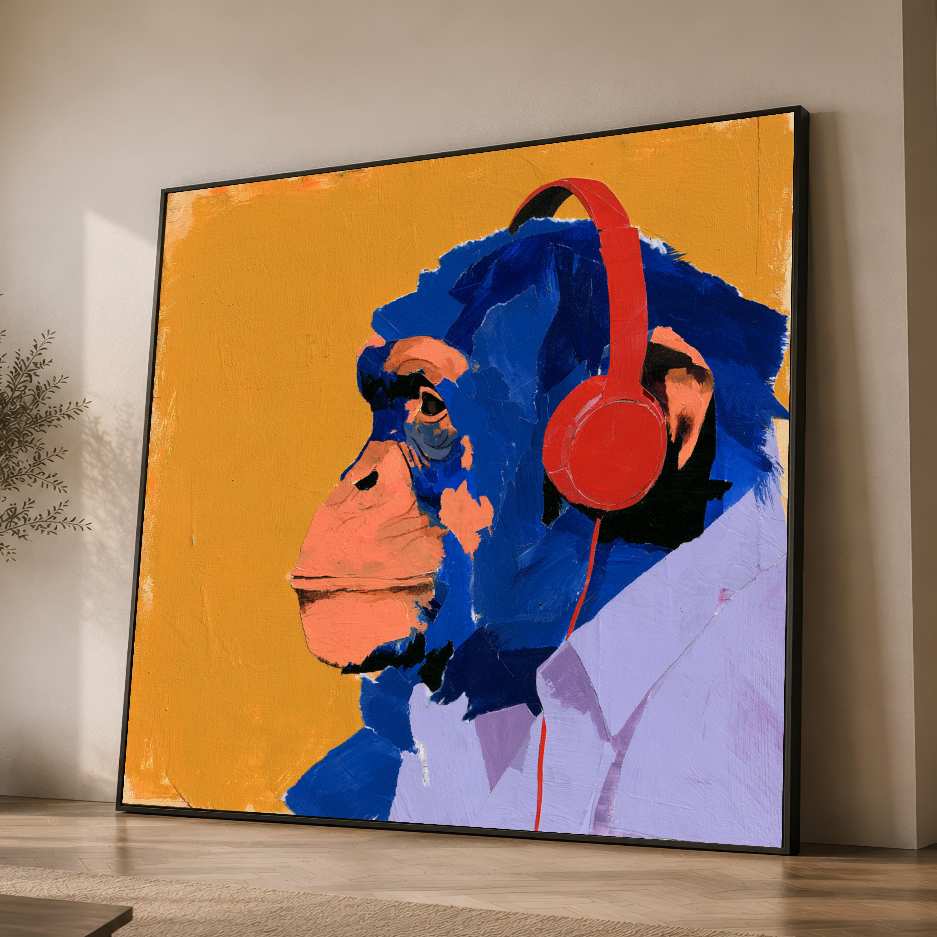 Monkey Listening to Music - Etsy