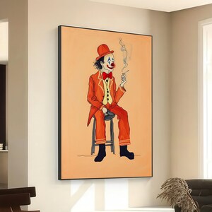 clown smoking cigarette painting Clown Smoking Art