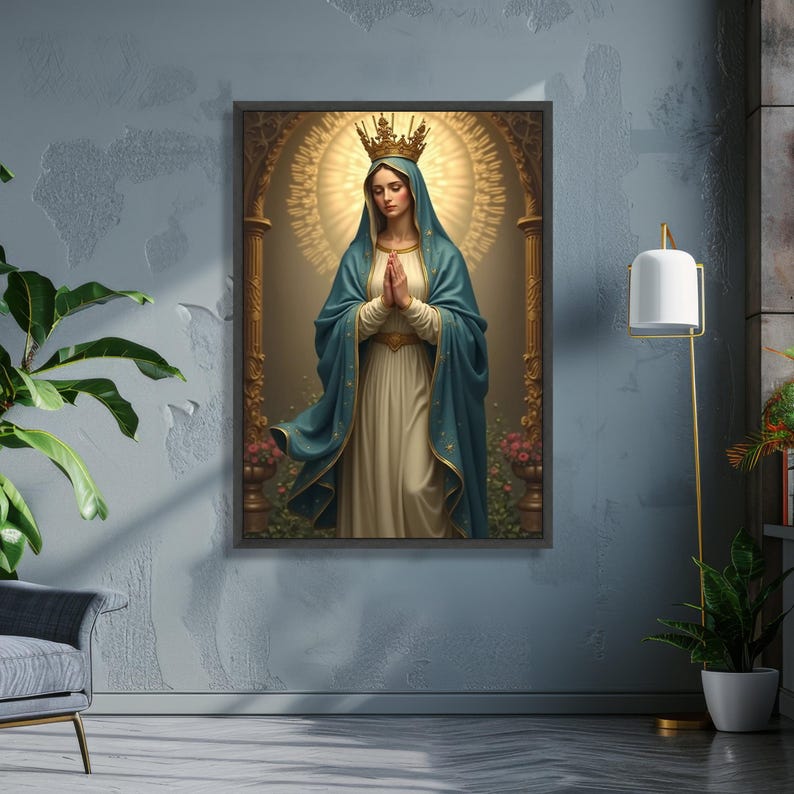 Praying Virgin Mary Canvas Wall Art, Religious Catholic Decor, Blessed ...