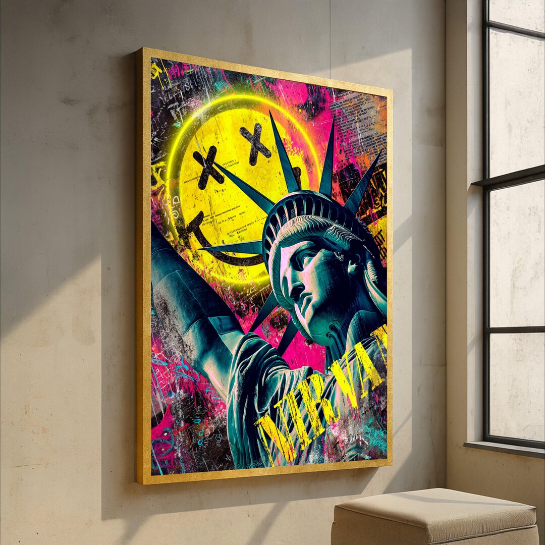 Vibrant Statue of Liberty Canvas, Urban Street Art Wall Decor