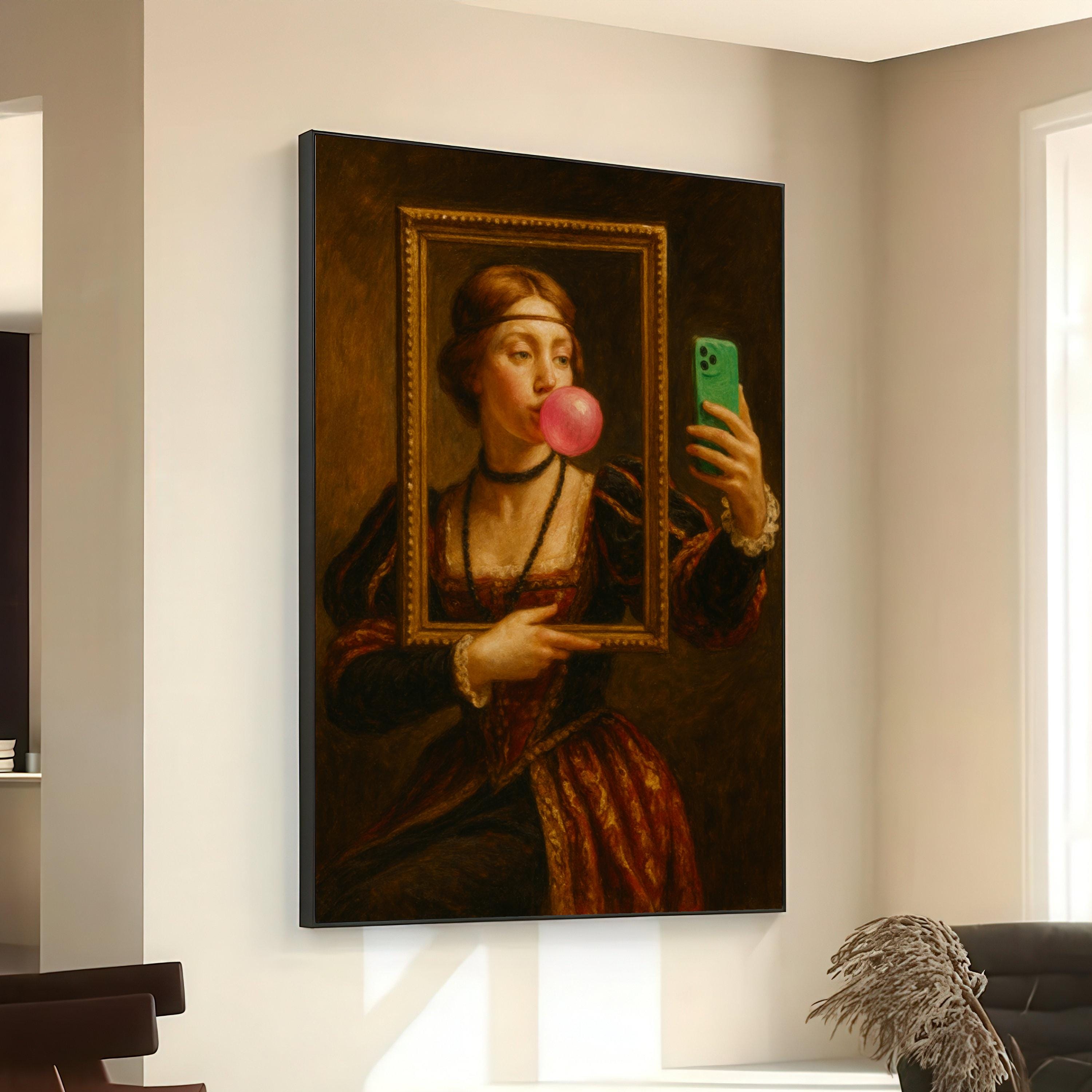 Modern Renaissance Selfie, Bubblegum Pop Canvas Wall Art, Vintage