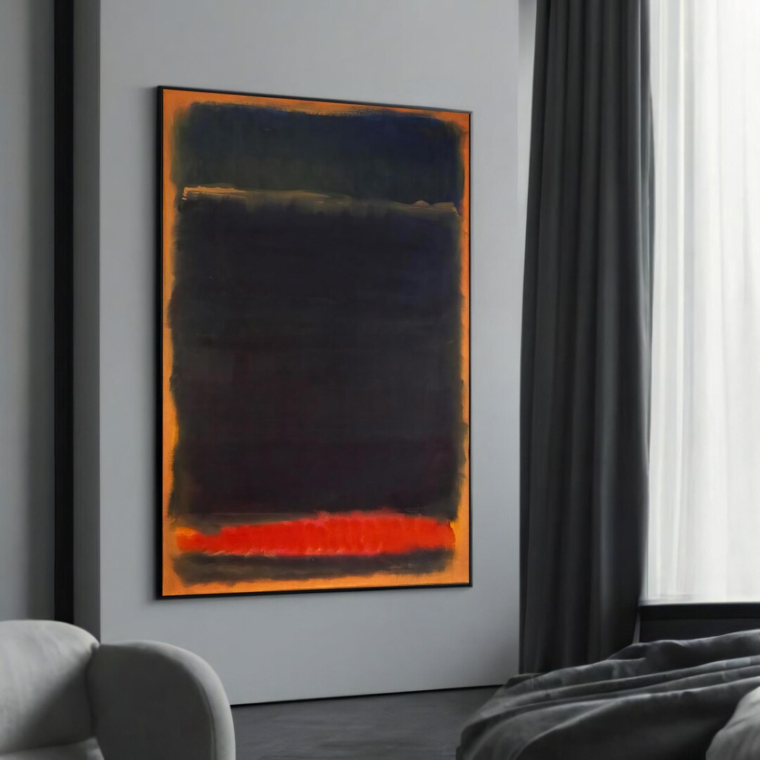 Mark Rothko Composition Mark Rothko’s Dark Abstract Composition - Deep Black and Fiery Red Hues ...