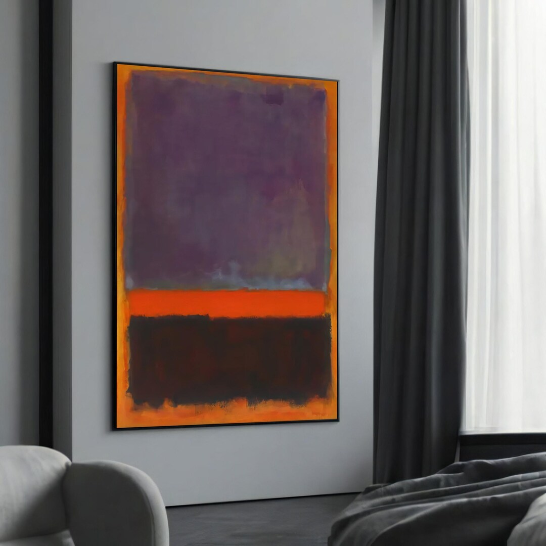 Mark Rothko's Bold Purple and Orange Color Field Canvas Painting