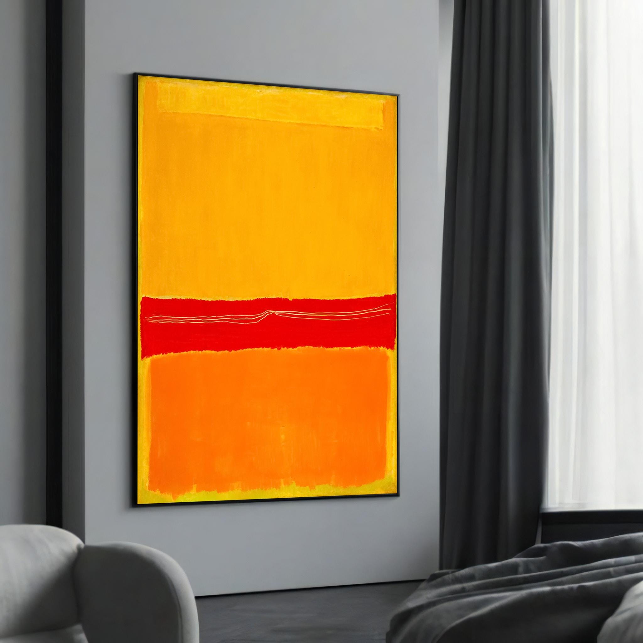 Mark Rothko's Bright Yellow and Red Color Field Canvas Painting
