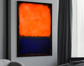 Mark Rothko Bold Orange and Deep Blue Abstract Canvas Painting