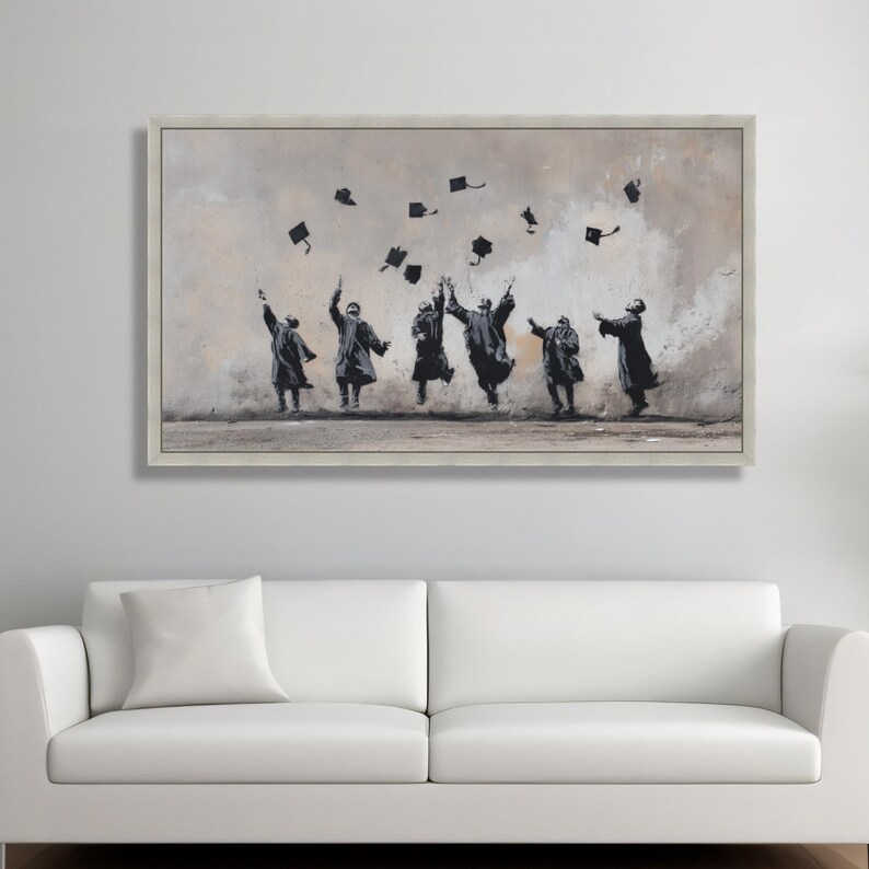 Graduation Celebration Canvas Art, Students Tossing Caps Wall Mural ...