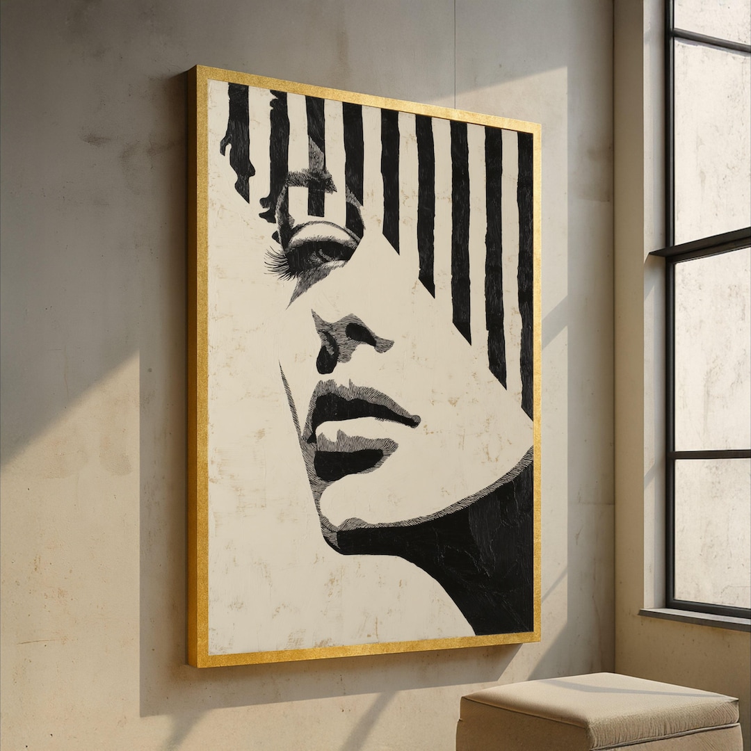 Abstract Woman Portrait Canvas, Black and White Wall Art, Modern Female ...
