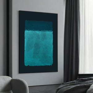 Mark Rothko Deep Teal Minimalist Abstract Canvas Painting Gift for Modern and Contemporary Home Décor