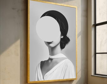Modern Minimalist Portrait Canvas, Black and White Wall Art, Abstract Female Silhouette Canvas, Contemporary Home Decor, Elegant Canvas