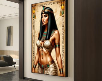 クレオパトラ肖像画 エジプト製 金色フレーム クレオパトラ7世の肖像画、古代エジプトの女王の壁画、堂々とした女神