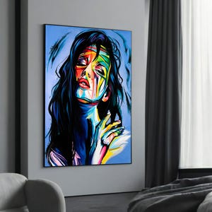 Vibrant Abstract Portrait Canvas Painting Gift – Bold and Colorful Modern Art for Unique Home Decor
