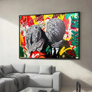 Graffiti Lovers Canvas Painting – Bold and Colorful Street Art-Inspired Piece, Perfect Gift for Modern Home or Office Decoration
