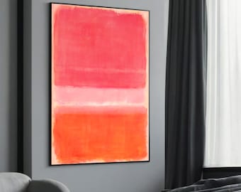 Pintura em tela de Mark Rothko em tons de rosa e laranja radiantes - Um vibrante presente expressionista abstrato para amantes da arte contemporânea