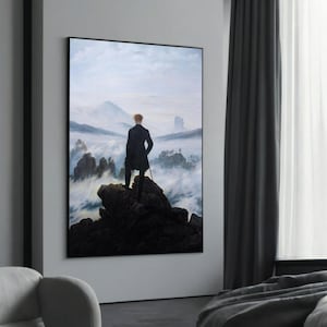 Caspar David Friedrich &#39;The Wanderer Above the Sea of Fog&#39; Canvas Painting – Iconic Romantic Landscape Art Gift