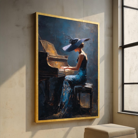 Elegant Lady Playing Piano Canvas, Blue Evening Dress Art, Vintage Woman  Portrait, Classic Music Room Decor, Oil Painting Style Wall Art - Etsy  Israel