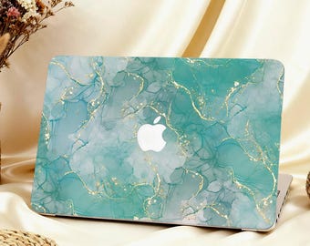 Capa para MacBook Cyan Aesthetics para os novos modelos 2025 Pro 14 M5, 2025 M4 Air 15/13/11, MacBook Pro 16/14/15/13, M1 2022 e M3 2024.