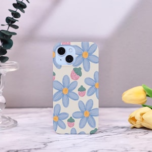Blue Flowers iPhone Case for iPhone 16e 16 15 14 13 12 11 Pro Max 8 Plus X XR XS Case Pro/Max/Mini Cover Cute Flowers iPhone Case For Girl