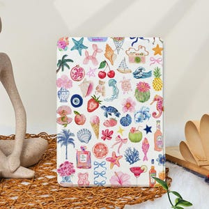 Summer Collages Kindle Paperwhite Case, Paperwhite 12th 7&quot; 11th 6.8&quot;, Kindle 2024 Colorsoft, Kobo Cover, Kindle Scribe, Clear Back Case