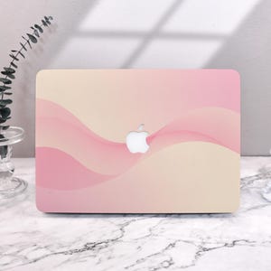 Pink Artistic Wave Macbook Case for Macbook Air 15/13 Pro 13/14/15/16 2025 2024 2023 Macbook Cover M4 M3 M2 Pink Gradient Hard Laptop Case