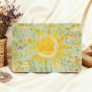Sun & Floral Patterns MacBook Case Laptop Case Sleeves MacBook 2025 Air 15/13 Pro 13/14/15/16, M4 M3 M2, 2024 MacBook Protective Case Cover