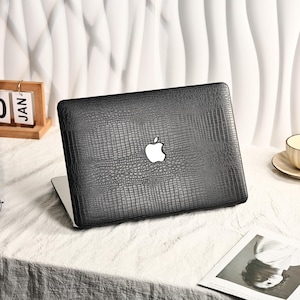 Svart krokodilskinnsfodral för Macbook, mjukt laptopfodral för Macbook Air 13/15/11 Pro 14/13/15/16 2020 2021 M2 M4 M5 2023 2024 2025 Macbook-fodral